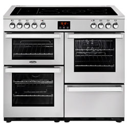 Belling Cookcentre 100E Electric Range Cooker with Ceramic Hob Professional Stainless Steel